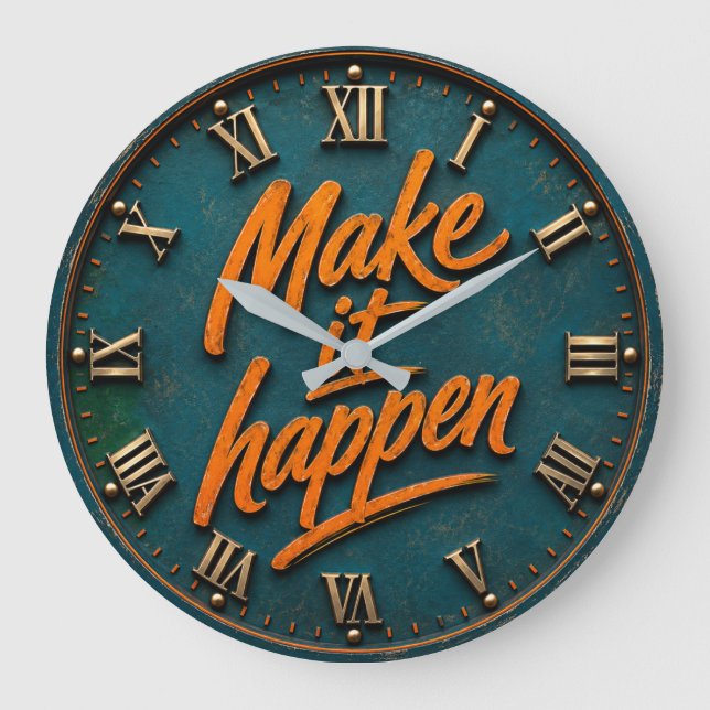 Relógio Grande Make It Happen Motivational (Frente)