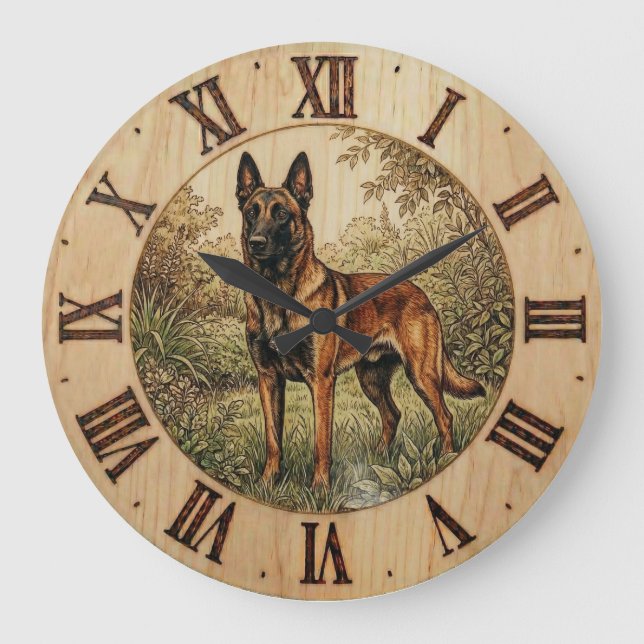 Relógio Grande Malinois Dog Wall Clock – Home Decor (Frente)