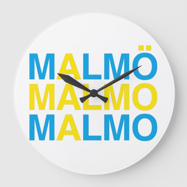 Relógio Grande MALMO Bandeira Sueca (Frente)