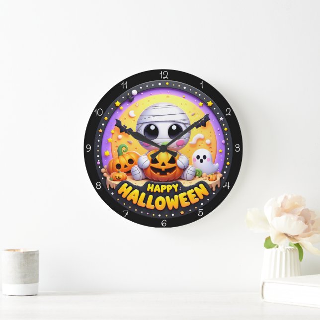Relógio Grande Mamãe Bonita Feliz Halloween  (Lar)