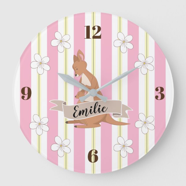 Relógio Grande Mamãe E Eu, Canguru, Com Stripes (Frente)