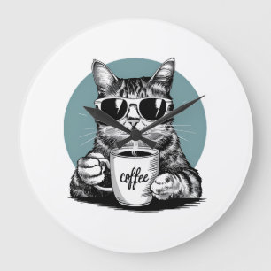 Relógio Grande Manãs de Gato Legal � Café, Óculos de Sol & Atitud