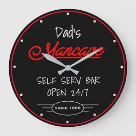 Relógio Grande Mancave Red Script Pai Qualquer Nome Bar Preto