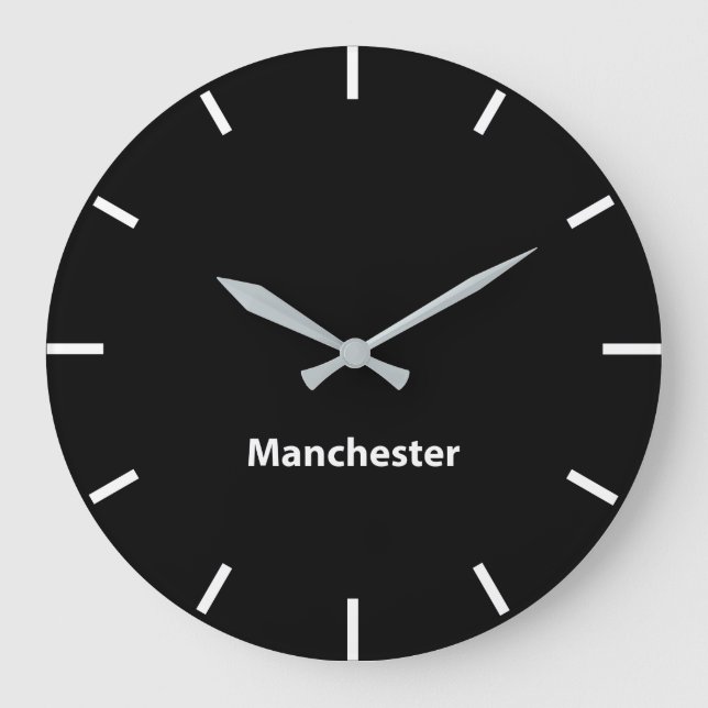 Relógio Grande Manchester Black Face Time Zone - Muro de Newsroom (Frente)
