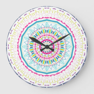 Relógio Grande mandala colorida