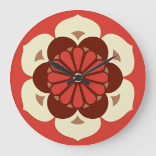 Relógio Grande Mandala da flor de Lotus, tanjerina