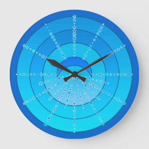 Relógio Grande Mandala da lua e das estrelas - azul e Aqua
