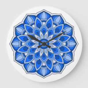 Relógio Grande Mandala em azul