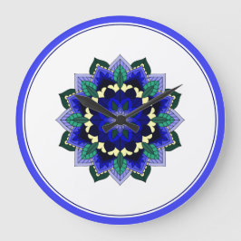 Relógio Grande Mandala em azul