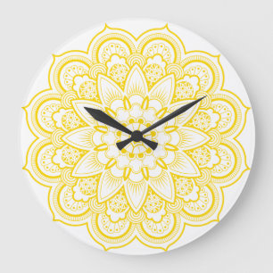 Relógio Grande Mandala em Dourado e em branco