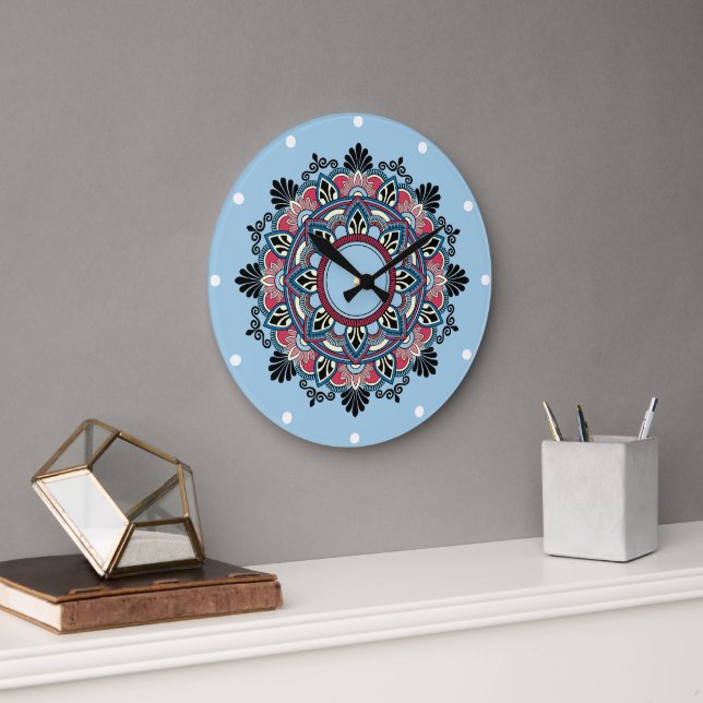 Relógio Grande Mandala em rosa (Escritório)