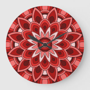 Relógio Grande Mandala em vermelho