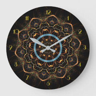 Relógio Grande Mandala filigrana dourada redonda