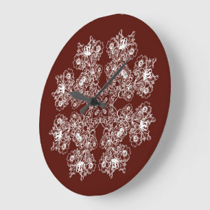 Relógio Grande Mandala floral étnica. Coroa Floral