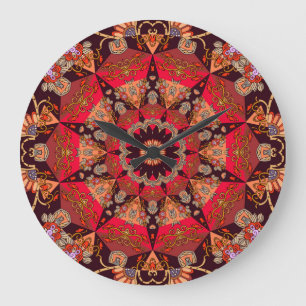 Relógio Grande Mandala luxuosa, perfeita, floral estrelado.
