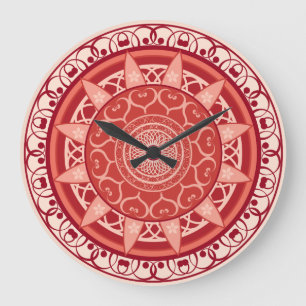 Relógio Grande Mandala no vermelho