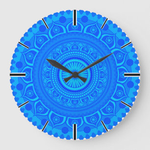 Relógio Grande Mandalas índias Azuis