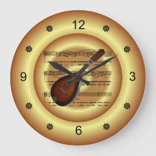 Relógio Grande Mandolin ~ Sheet Music ~ Dourado Background ~