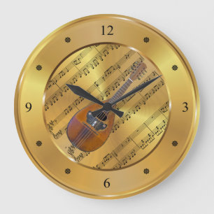 Relógio Grande Mandolin ~ Sheet Music ~ Dourado Background ~ Excl