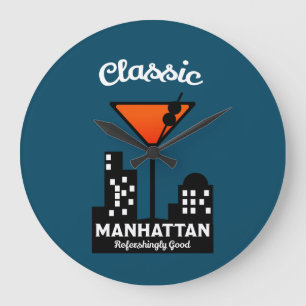 Relógio Grande Manhattan Cocktail Wall Art