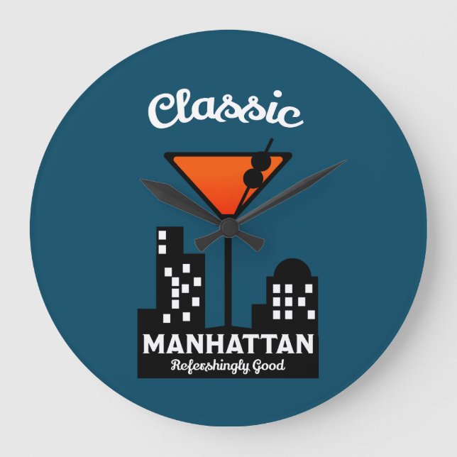 Relógio Grande Manhattan Cocktail Wall Art (Frente)