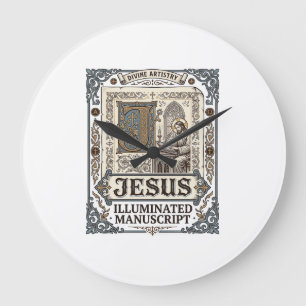 Relógio Grande Manuscrito de Jesus Fé Cristã Vintage