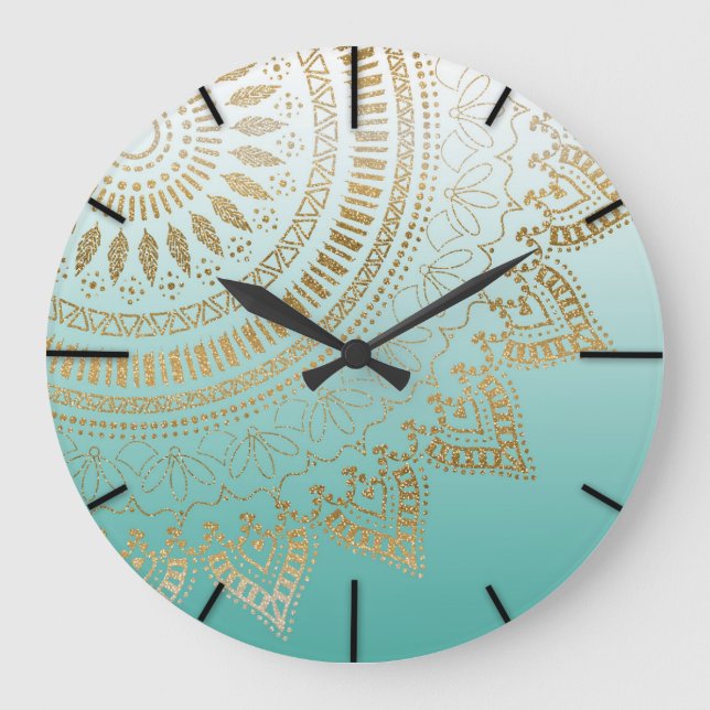 Relógio Grande Mão bonito design elegante tirado da mandala (Frente)