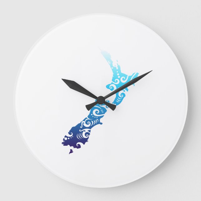 Relógio Grande Maori Nova Zelândia Mapa da Tatuagem Tribal Ideia (Frente)