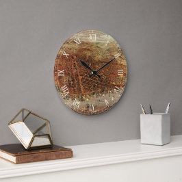 Relógio Grande Mapa Aéreo Antiquado de São Francisco, Califórnia