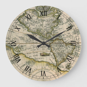Relógio Grande Mapa Antigo, 1596, America Sive Novus Orbis