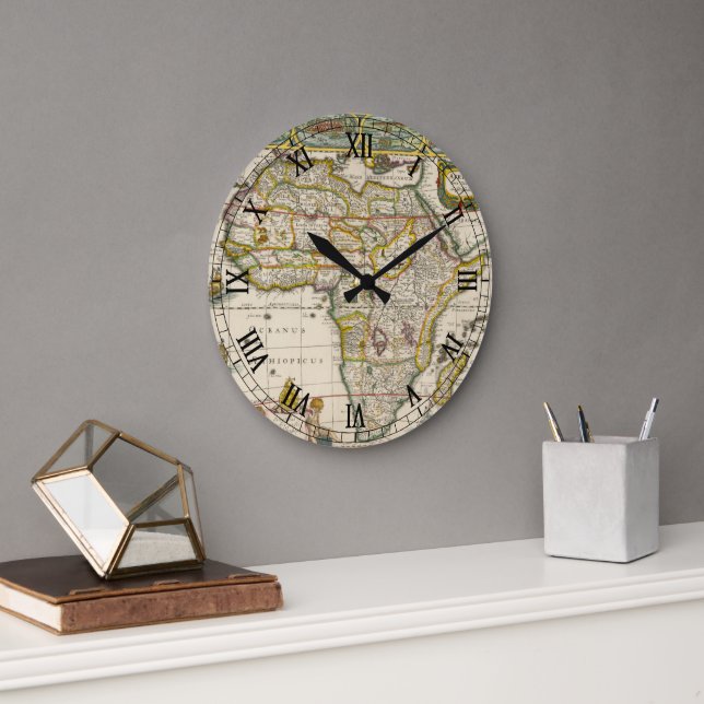 Relógio Grande Mapa antigo da África por Hondius e Jansson (Escritório)