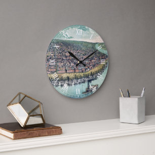 Relógio Grande Mapa Antigo Saint Louis Missouri Rio Mississippi