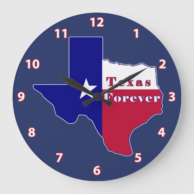Relógio Grande Mapa de Sinalizador do Texas Forever (Frente)