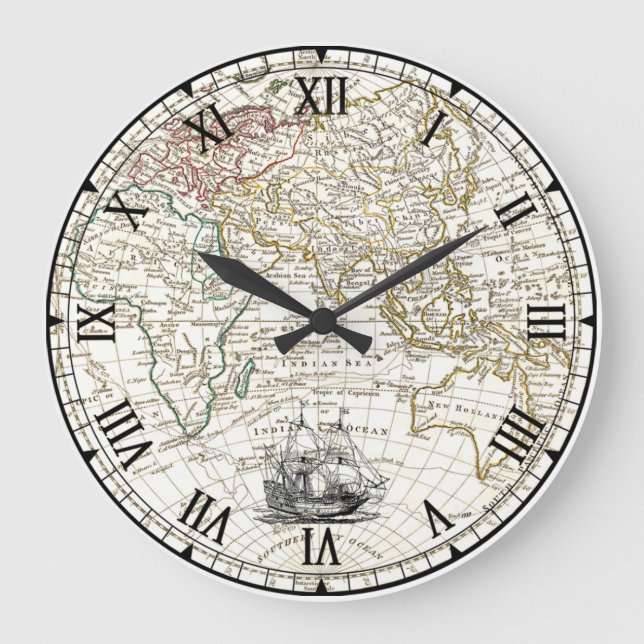 Relógio Grande Mapa do Hemisfério Leste do Galleon - Entrega à Ve (Frente)