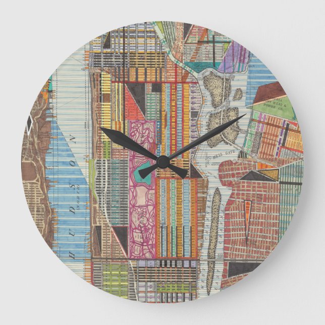 Relógio Grande Mapa Moderno de Nova Iorque III (Frente)
