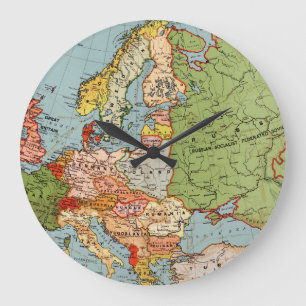 Relógio Grande Mapa padrão do Bacon do 20 Century Vintage Europe