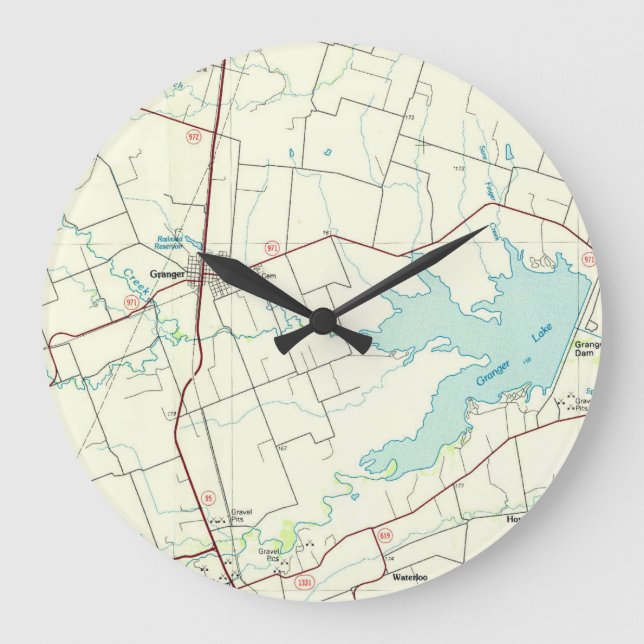 Relógio Grande Mapa TX do Lago Granger (Frente)