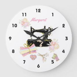 Relógio Grande Máquina De Costura E Tecido