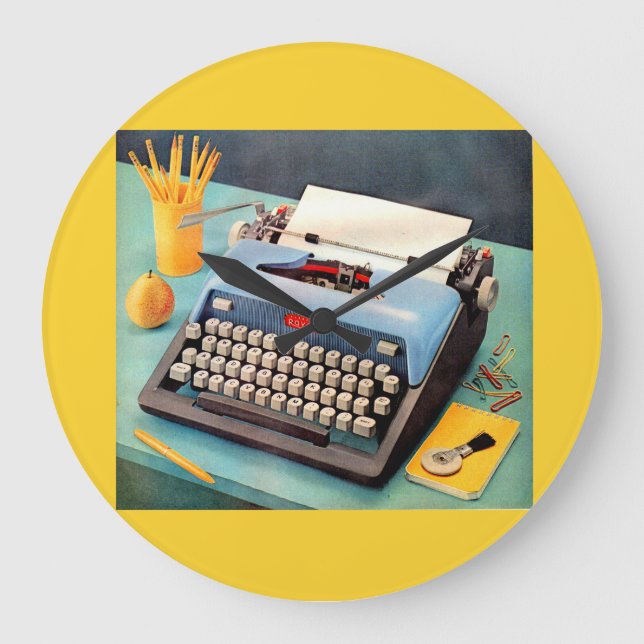 Relógio Grande máquina de escrever dos anos 50 (Frente)