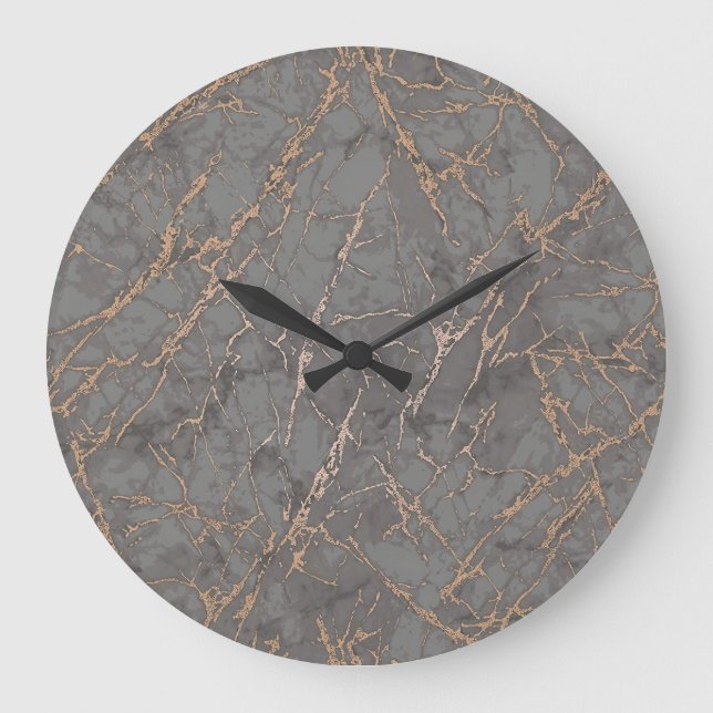 Relógio Grande Marble & Gold Modern Wall Clock (Frente)