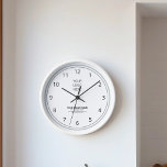 Relógio Grande Marca de Promocional de logotipo de empresa person<br><div class="desc">Esse relógio minimalista combina perfeitamente a estética e a funcionalidade modernas. Ele mostra o logotipo de sua empresa na metade superior, complementado por números de relógio preto elegantes, todos emoldurados por círculos de cinzas elegantes. O nome da empresa, o slogan e os detalhes do site são exibidos na metade inferior....</div>
