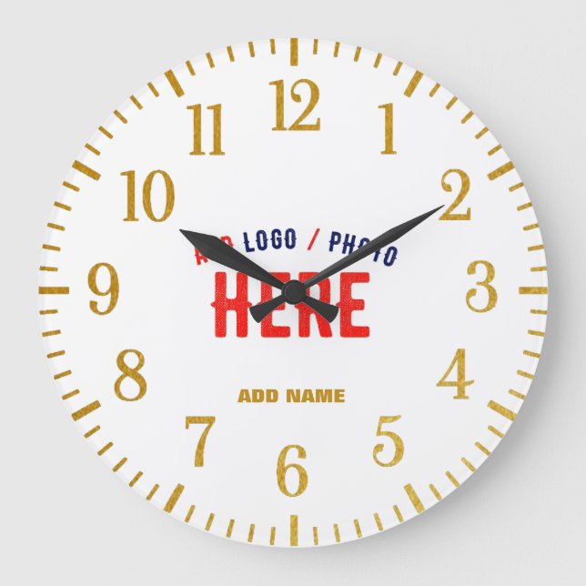 RELÓGIO GRANDE MARCA VERIFICADA BRANCA MODERNA PERSONALIZÁVEL (Frente)