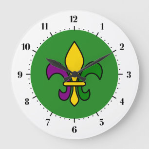 Relógio Grande Mardi Gras fleur-de-lys