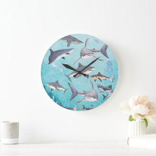 Relógio Grande Marine Ocean Shark Animal Stretchy Fun