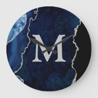 Marinho Azul Agate Monograma Personalizado Acrílic
