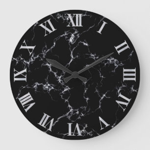 Relógio Grande Mármore elegante style4 - preto e branco