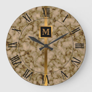 Relógio Grande Mármore Preto Dourado Luxuoso Moderno Elegante