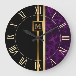 Relógio Grande Mármore Preto Dourado Luxuoso Moderno Elegante