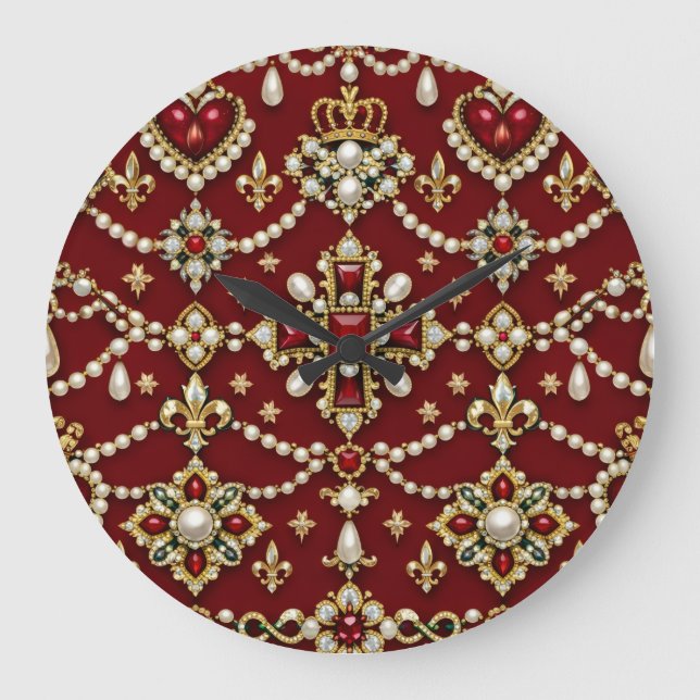 Relógio Grande Mary Queen of Scots Inspired Design Magical Jewels (Frente)