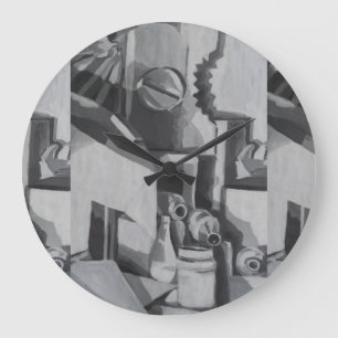 Relógio Grande Máscaras abstratas no desenhista cinzento